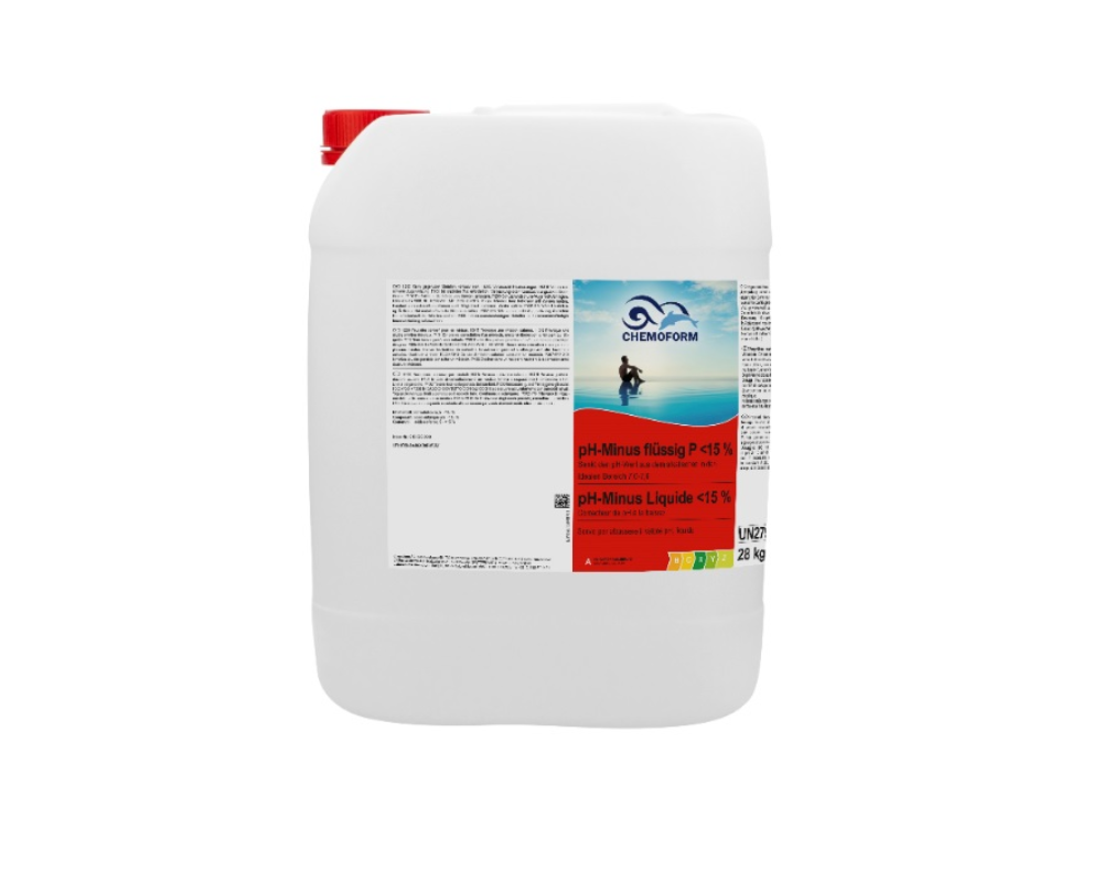 Chemoform pH-Minus flüssig P<15% 28 kg | Flüssigmittel zur Senkung des pH-Wertes | stabilisierung der Pool-Wasserwerte | einfache Anwendung