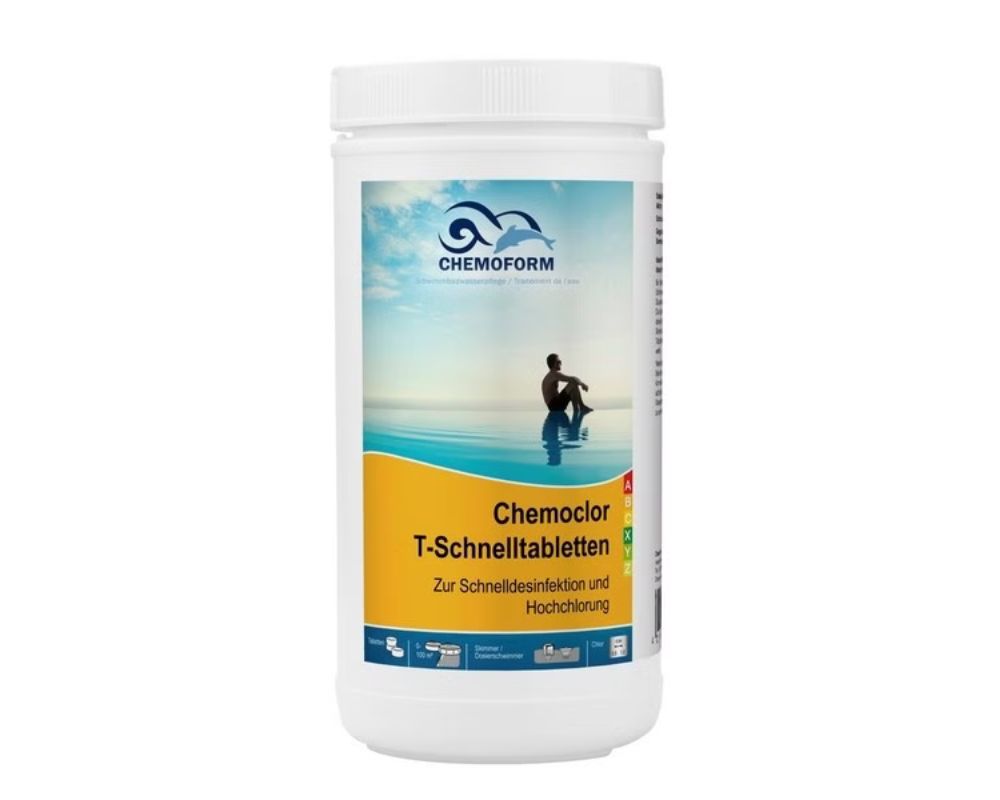 Chemoform Chemoclor Chlor T-Schnelltabletten 1 kg | zur Stoß- und Dauerchlorung | für Skimmer oder Überlauf | zur Wasseraufbereitung und -desinfektion
