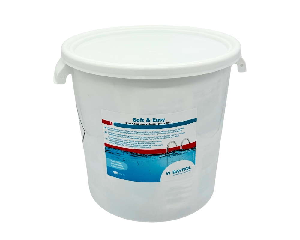 Bayrol Soft & Easy 16,8 kg 30 m³ Aktivsauerstoffgranulat mit Algenverhütung und Klareffekt zur Pooldesinfektion | sanft zur Haut | vordosierte Beutel