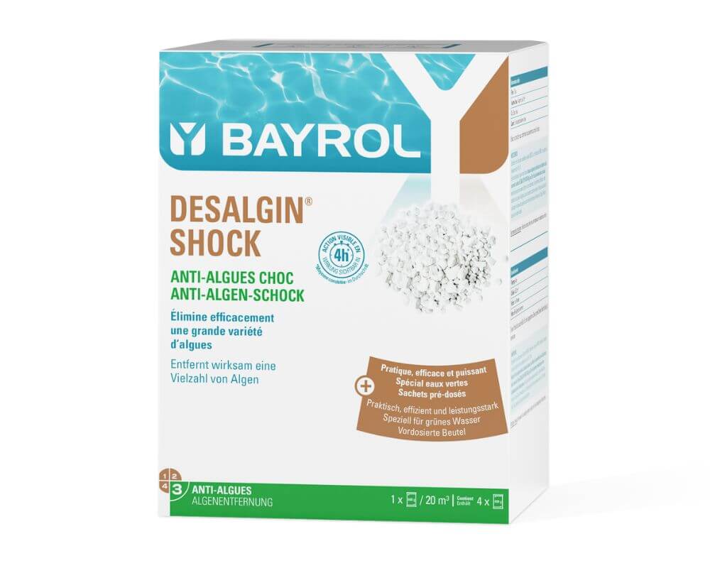 Bayrol Desalgin SHOCK Algenvernichter 1,6 kg | Anti-Algenmittel in Form von Chlorgranulat | zur Algenvernichtung | bei grünem Wasser | vordosiert