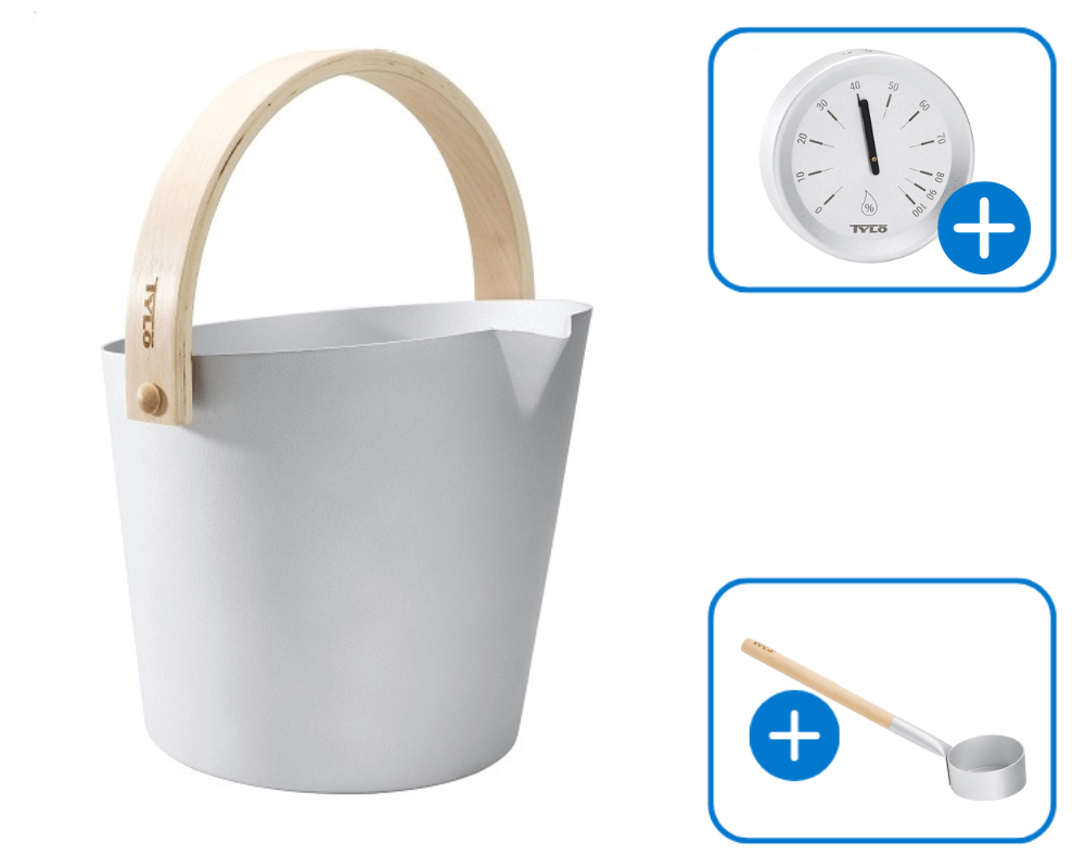Tylö Brilliant Silver SET mit Eimer, Kelle und Hygrometer