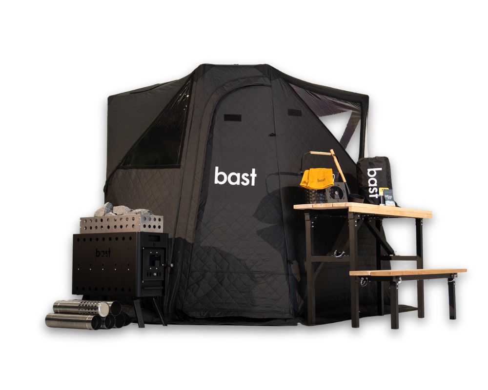 Bast Saunazelt Näver | mobile Sauna für 4–6 Personen in den Ausführungen Premium & Deluxe
