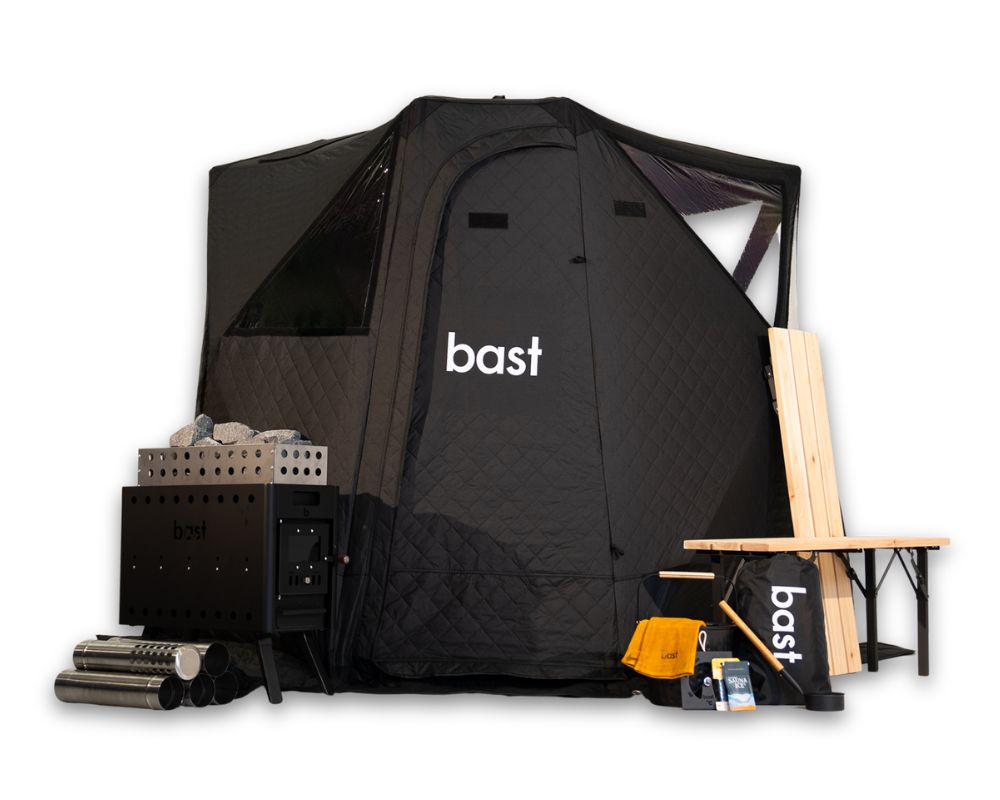 Bast Saunazelt Näver | mobile Sauna für 4–6 Personen in den Ausführungen Premium & Deluxe