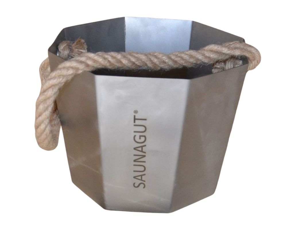 SAUNAGUT Saunaeimer Edelstahl glasperlengestrahlt | Aufguss Eimer für die Sauna | 6 Liter Sauna Kübel