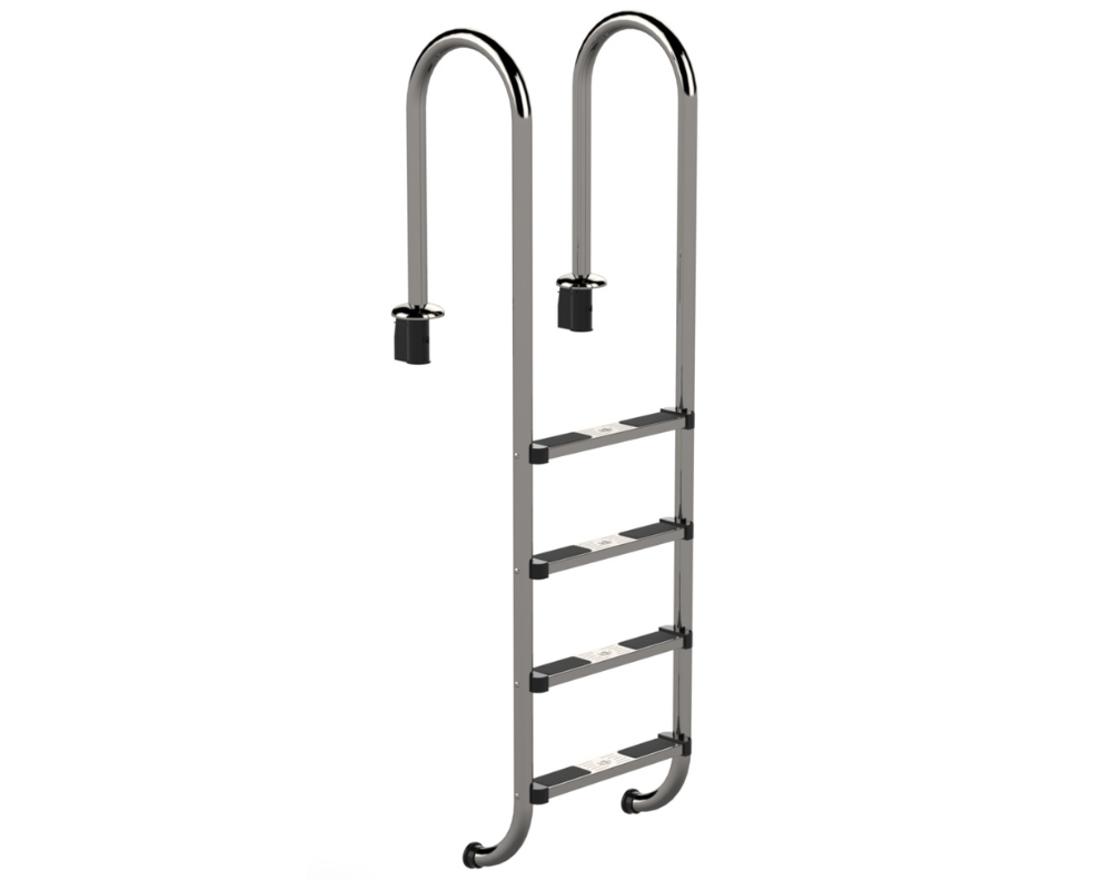 Schwimmbad Tiefbeckenleiter eng aus Edelstahl, Poolleiter aus V2A