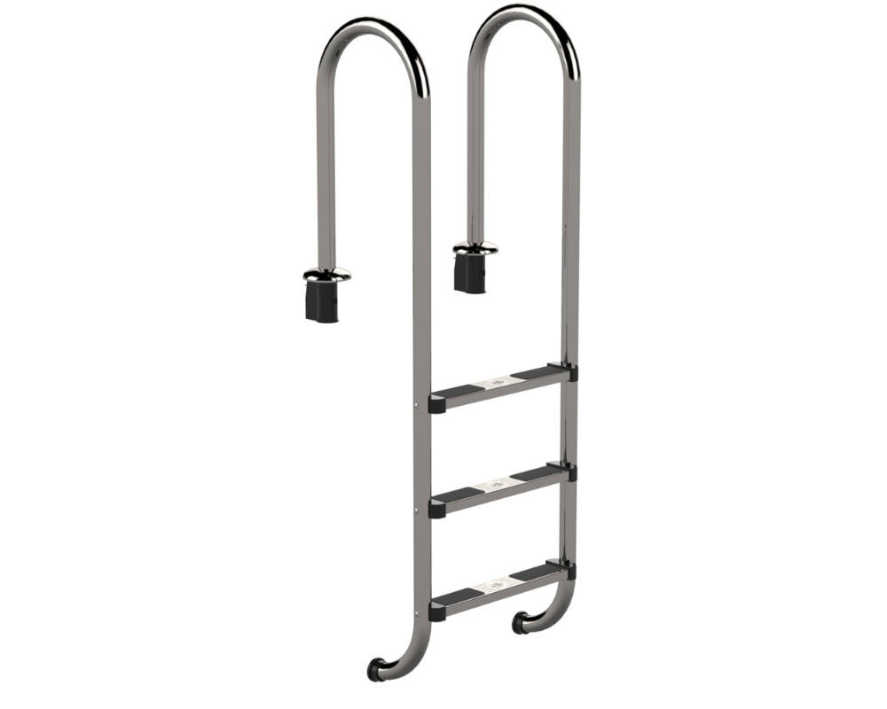 Schwimmbad Tiefbeckenleiter eng aus Edelstahl, Poolleiter aus V2A