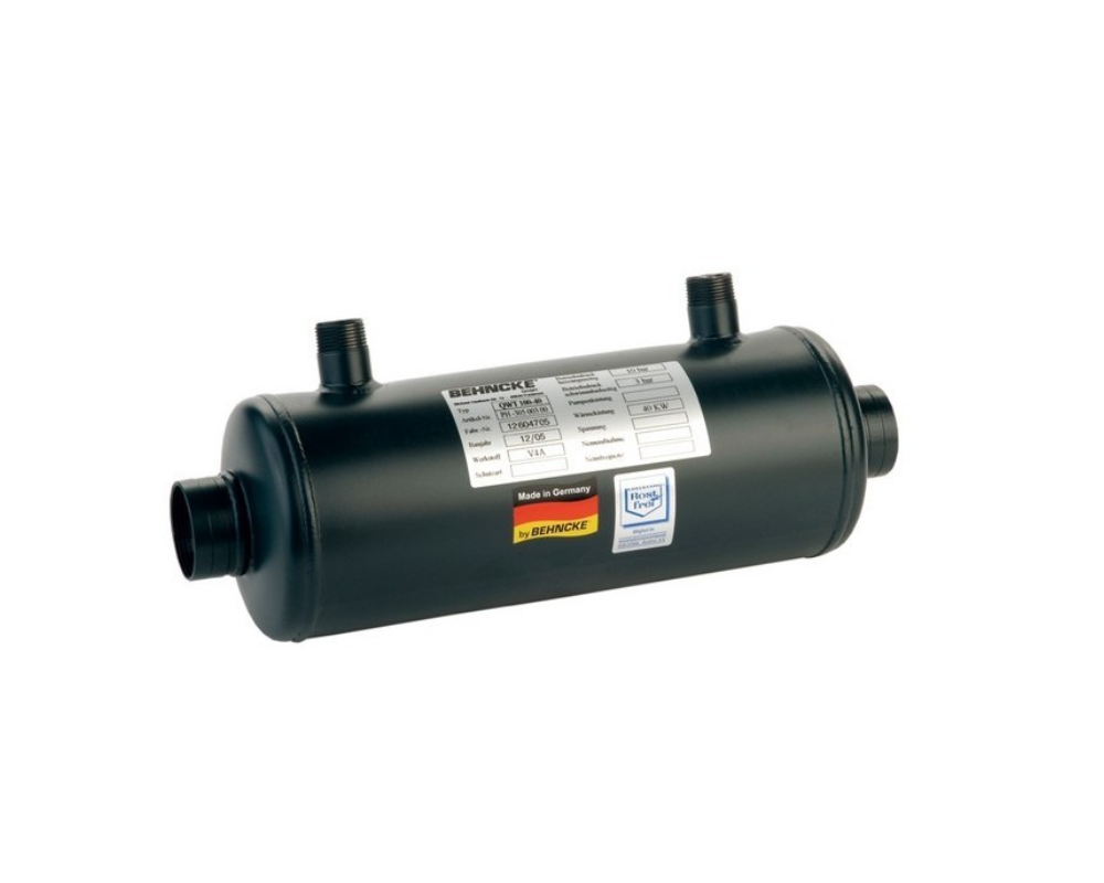 Behncke QWT 100-40 Schwimmbad Wärmetauscher | Poolheizung QWT100-40 | aus Edelstahl AISI 316 | mit Halterung und Montagesatz | gebeizt und lackiert