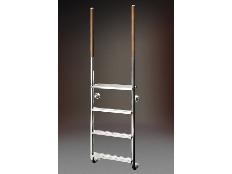 Pool Leiter ROMA 2-stufig, Griffstangen Edelstahl/Holz schraubbar