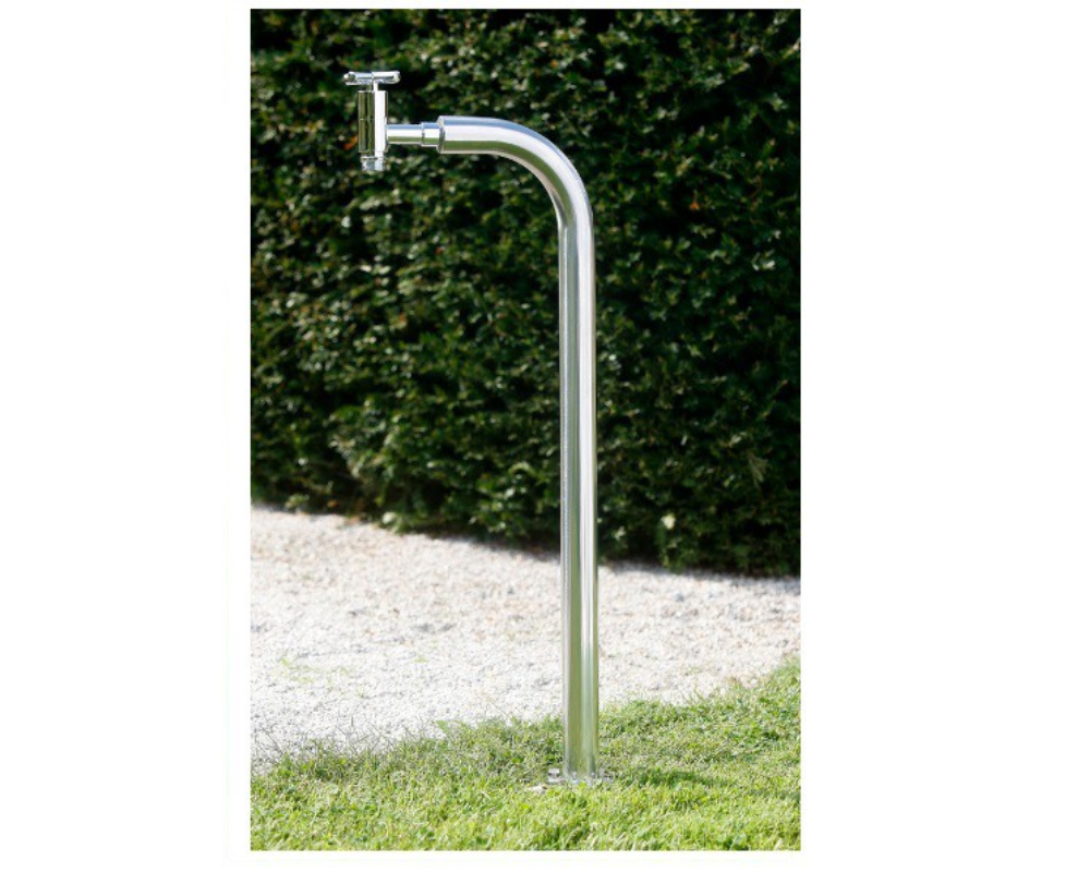 Ideal Zapfsäule Modell 71 Typ K Eichenwald Ø 40 mm | Zapfstelle rundes Gehäuse für den Garten aus Edelstahl | Kaltwasser Wasserentnahmestelle 713011