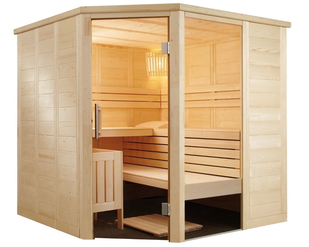 Harvia ALASKA CORNER Saunakabine aus Massivfichte