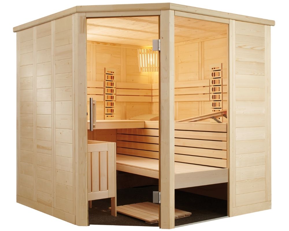 Harvia ALASKA CORNER INFRA+ Saunakabine aus Massivfichte