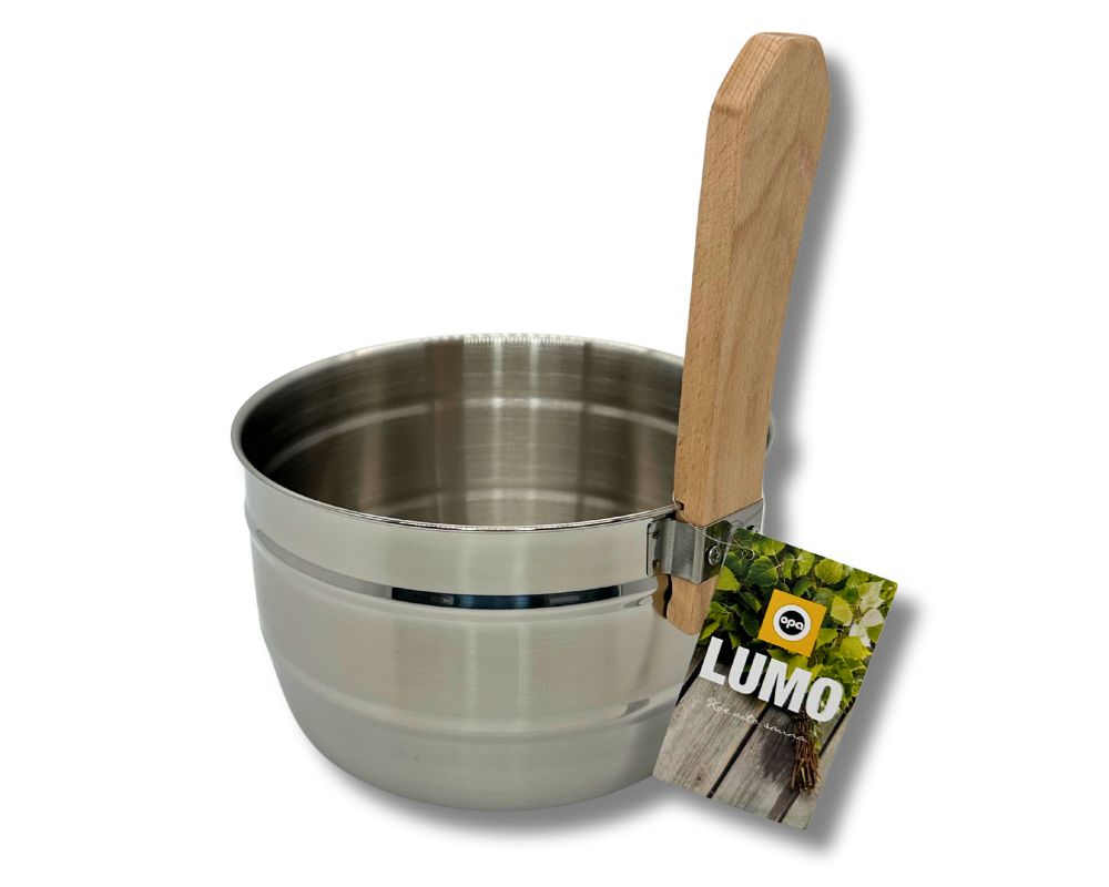 Edelstahl Sauna-Kübel mit Griffdaube aus Holz 4,5 l