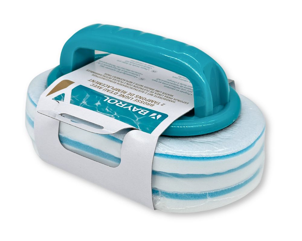 Bayrol Handbürste / Pool Reinigungspads | schonende Reinigung von Oberflächen | 3 austauschbare Pads | für Polyester und Folienbecken | Handbürste